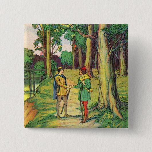 Robin Hood en Little John Vierkante Button 5,1 Cm (Voorkant)