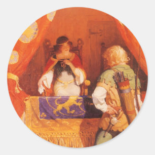  Robin Hood ontmoet Maid Marian door NC Wyeth Ronde Sticker