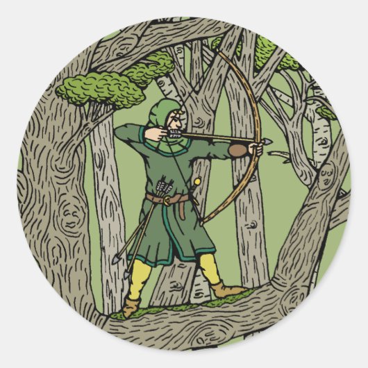 Robin Hood Ronde Sticker (Voorkant)