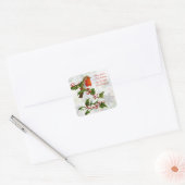  Robin, hulst, sneeuwvlok kerst Vierkante Sticker (Envelop)
