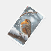 Robin in besneeuwde boom papier servet (Hoek)