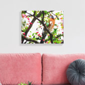 Robin in Blooming Crabapple Tree Print Canvas (Insitu (Woonkamer))
