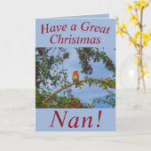 Robin in een Hawthorn Tree-kerstkaart voor Nan Kaart (Gele Bloem)