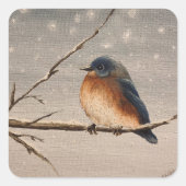 Robin in the Snow   Vierkante Sticker (Voorkant)