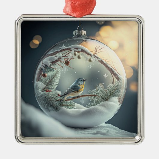 Robin in Wereldbol Ornament (Voorkant)