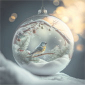 Robin in Wereldbol Vinyl Sticker (Voorkant)