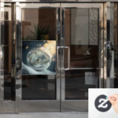 Robin in Wereldbol Window Cling Raamsticker (Kantoordeur)