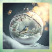 Robin in Wereldbol Window Cling Raamsticker (Vel 3)