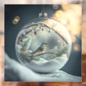 Robin in Wereldbol Window Cling Raamsticker (Vel 2)