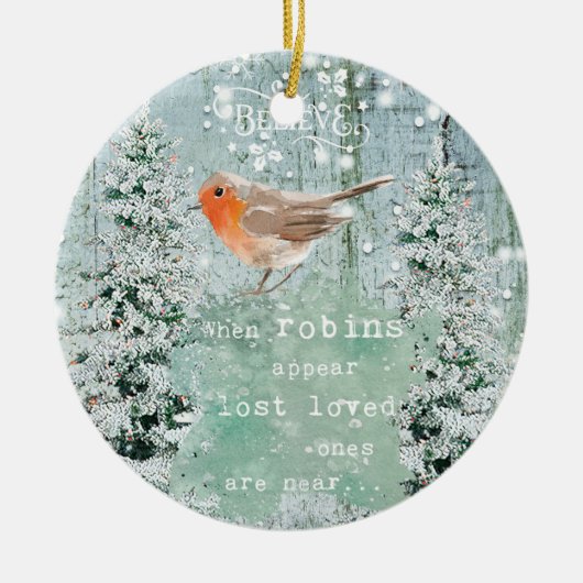 robin kerst ornament winter snow decoration (Voorkant)