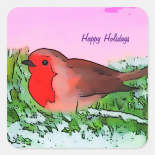 Robin Kerstfeestdag Vierkante Sticker