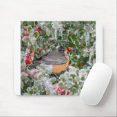 Robin met Kerstmis Muismat (Met muis)