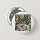 Robin met Kerstmis Ronde Button 5,7 Cm (Voorkant /achterkant)