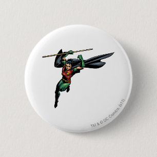 Robin met Personeel - Leaps Ronde Button 5,7 Cm