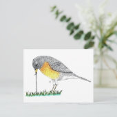 Robin met Worm Briefkaart (Staand voorkant)