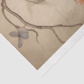 Robin met zachte pastel perzik bloemen decoupage tissuepapier (Detail)