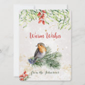 Robin Mistletoe Snow Gold accenten Feestdagenkaart (Voorkant)