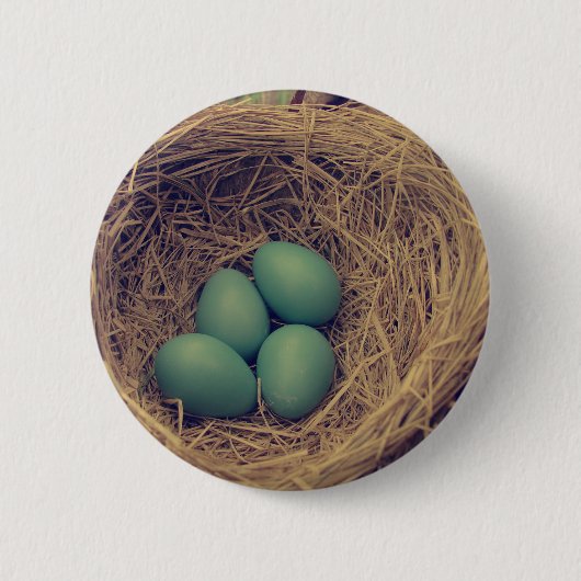 Robin Nest en Eggs Ronde Button 5,7 Cm (Voorkant)