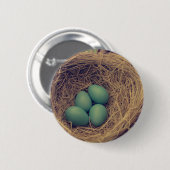 Robin Nest en Eggs Ronde Button 5,7 Cm (Voorkant /achterkant)