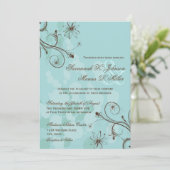 Robin Oeuf Bleu Brown Floral Invitations de mariag (Debout devant)