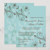 Robin Oeuf Bleu Brown Floral Invitations de mariag (Devant / Derrière)