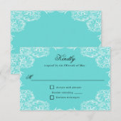 Robin Oeuf Blue dentelle cadre gris mariage RSVP (Devant / Derrière)