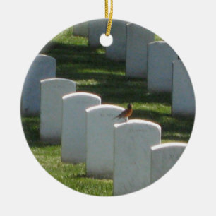 Robin on gravestone keramisch ornament