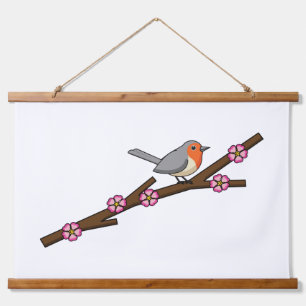 Robin on Sakura Hangend Wandkleed