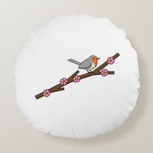 Robin on Sakura Rond Kussen (Voorkant)