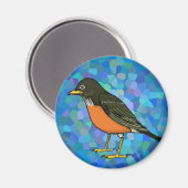 Robin op blauw magneet (Voorkant / Achterkant)