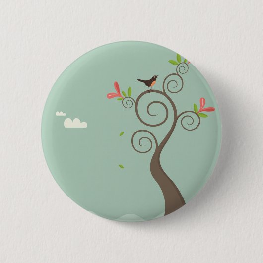 Robin op een boom ronde button 5,7 cm (Voorkant)
