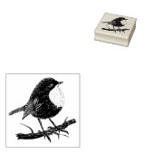 Robin op een filiaal 	rubberstempel (Gestempeld)