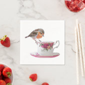 Robin op een theekopje servetten (Insitu)