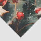 Robin op Holly Branch in Sneeuwdecoupage Tissuepapier (Detail)