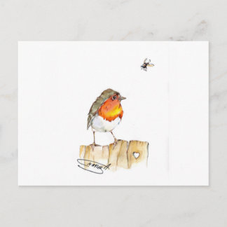 Robin Original Waterverf Design Briefkaart