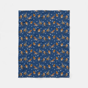 Robin Party Fleece Blanket (marine) Deken