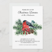 Robin Red Bird Winter Pine Trees kerstdiner Kaart (Voorkant / Achterkant)
