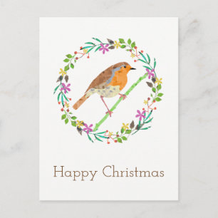 Robin Red Breast, kerstvogel Feestdagenkaart