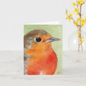 Robin Red Breast Painting Note Kaart (Gele Bloem)