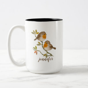 Robin Redbords Birds Personalized Mug Tweekleurige Koffiemok