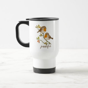 Robin Redbords Birds Personalized Travel Mug Reisbeker