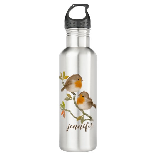 Robin Redbords Birds Personalized Travel Mug Waterfles (Voorkant)
