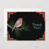 Robin Redbreast Bedankt Briefkaart (Voorkant / Achterkant)