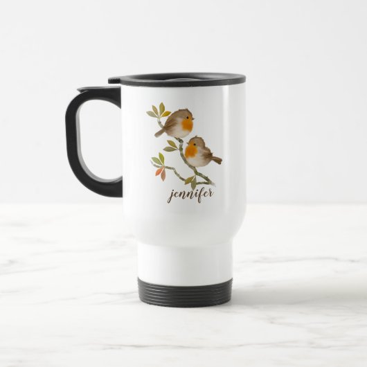 Robin Redsein Birds - Mug de voyage personnalisé (Gauche)