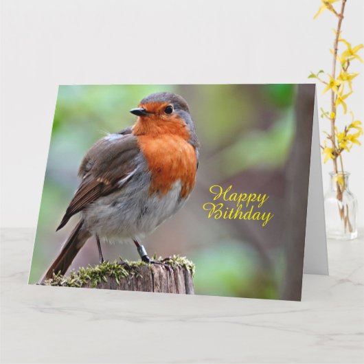 Robin Refbreast Kaart (Gele Bloem)
