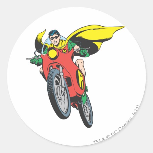 Robin Rides 2 Ronde Sticker (Voorkant)