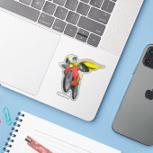 Robin Rides Sticker (Laptop met iPhone)