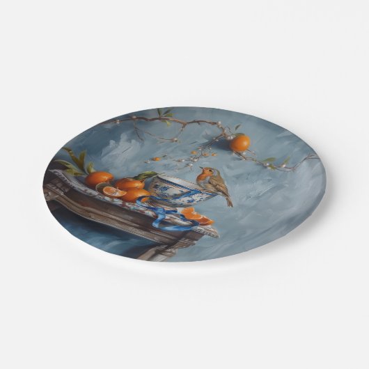 Robin - Ronde papieren Borden Papieren Bordje (Gekanteld)