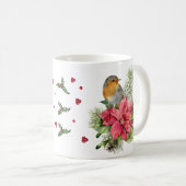 Robin rouge Poinsettia Christmas Mug (Devant droit)