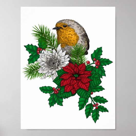 Robin rouge sur décoration de Noël (Devant)
